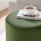 Modway - Tilden Velours rond de performance de 16" Rembourré Ottoman - Moss Green Natural-Glissements au pied sans marquer