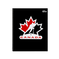 Hilroy - Cahier Hockey Canada à une feuille – 10 ½ po H x 8 ⅝ po l – Noir-Couverture rigide résistante 