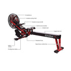 Stamina – Machine à ramer X Air, rouge et noir-Construction du cadre en acier