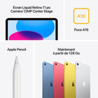 Apple - iPad 11 po, Écran Liquid Retina, Wi-Fi + Cellular, Puce A16, 256 Go, Bleu-Déverrouillage et paiement avec Touch ID: Comme Touch ID est intégré au bouton supérieur, vous pouvez utiliser votre empreinte pour déverrouiller votre iPad, vous connecter dans les apps et payer en toute sécurité avec Apple Pay