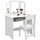 Qaba - Coiffeuse pour enfants avec miroir pliant, tabouret et étagère de rangement - Blanc-Colour: White 