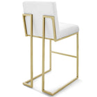 Modway - Privy Acier inoxydable doré Tissu rembourré Tabouret de bar - Or Blanc-Capsules de pied non marquées