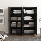 Manhattan Comfort - Cornelia 59,22 po Ensemble Moderne 2 Pièces Armoire de Rangement à 8 Étagères - Noir-Style de porte à ouverture à 90° avec charnière de porte européenne à fermeture douce