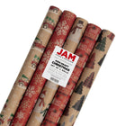 JAM Paper -  Emballage cadeau assorti - Papier d'emballage kraft de Noël - 125 pieds carrés au total - Ensemble de Noël kraft pour enfants - 5 rouleaux/paquet- La superficie parfaite pour emballer rapidement et facilement vos cadeaux