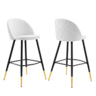 Modway - Cordial Performance Velvet Tabourets de bar - Blanc - Ensemble de 2-Tabourets de bar rétro modernes