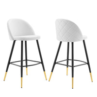 Modway - Cordial Performance Velvet Tabourets de bar - Blanc - Ensemble de 2-Tabourets de bar rétro modernes
