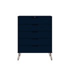 Manhattan Comfort - Rockefeller commode haute et table de chevet style milieu du siècle moderne - tatiana bleu minuit - ensemble de 2-Parfait pour le rangement ou l’exposition d’objets Kit anti-basculement inclus