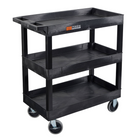 Luxor - Chariot utilitaire polyvalent à trois plateaux cuvettes avec roulettes robustes de 5" Luxor TUFFY XL - 32" L x 18" P - noir-Construit avec trois plateaux de style cuvette en polyéthylène haute densité 100 % recyclé pour une durabilité et un nettoyage faciles