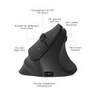 Intekview  - Souris verticale sans fil Bluetooth + 2.4G - Noir-7