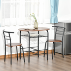 HOMCOM - ensemble de salle à manger 3 pièces 31,5 po avec étagère de rangement - naturel-Les chaises peuvent être placées sous la table pour économiser de l'espace