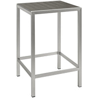Modway - Shore Terrasse extérieure Aluminium Bar Table, Gris argenté-Table de bar extérieure moderne