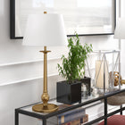 Hudson&Canal - Lampe de table Wilmer de 71 cm de haut avec abat-jour en tissu, - Laiton/Blanc-Une finition en laiton fabriquée à la main est appliquée à la base en métal du chandelier