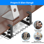 ShoppingAll - Plateau de rangement de câbles sous le bureau avec 10 attaches de câbles - Noir - Paquet de 4-9