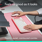 Logitech - Pop Icon ensemble clavier et souris Bluetooth - Rose-Faites forte impression... Sans faire de bruit. le clavier discret est doté de touches profilées et ultra-plates pour une frappe confortable, tandis que la souris silencieuse est dotée de la technologie Silent Touch pour plus de discrétion
