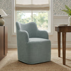 Modway - Cordelle Mélange de lin Chaise pivotante d’accent - Pomme épissée-Rembourrage en mélange de lin rayé