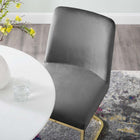 Modway - Amplify Base de traîneau Performance Velvet Chaises de salle à manger Ensemble de 2 - Gris or-Chaise à base de traîneau