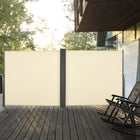 Outsunny - store latéral double rétractable 236 po x 71 po - blanc crème-Fonction de rétractation automatique, facile à tirer avec la poignée
