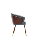 Manhattan Comfort - Lot de 2 chaises de salle à manger modernes Reeva 59 cm, revêtement similicuir, noyer et gris graphite-Pieds en hêtre avec embouts dorés pour l’esthétique et la durabilité