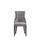 Manhattan Comfort - Lot de 2 chaises de salle à manger traditionnelles Fifth Avenue 47 cm, revêtement similicuir gris-Piètement standard à 4 pieds