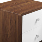 Modway - Transmit 2 tiroirs Table de chevet, Blanc noyer-Assemblée requise