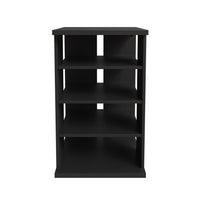 Nexera - Tour audio à 4 étagères Jasper, Noir-4 tablettes de rangement ouvertes