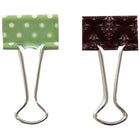 JAM Paper - Pinces à reliure - petite pince à papier - 19 mm - pois verts et blancs et damas marron foncé - paquet de 10-Taille : 19 mm (0,75 pouce) | Reprennent facilement leur forme une fois retirés
