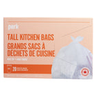 Perk  - Grands sacs à ordures pour cuisine - dessus ondulé - 24 po x 30 po - blanc - Paquet de 20-Sacs à ordures durables et robustes en plastique
