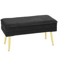 HOMCOM - Banc de rangement rembourré pour bout de lit - noir-Un rembourrage épais en mousse et une surface au toucher velours offrent une assise confortable 