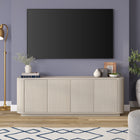 Hudson&Canal - Meuble TV Canton pour téléviseurs jusqu'à 75" - Blanc aulne-Fabriqué à partir de matériaux robustes en MDF et PVC dans une finition blanche en aulne fabriquée à la main