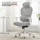 Sharper Image - Chaise de direction ergonomique à mailles pivotante avec massage S-800 – Gris pâle-Batterie USB rechargeable avec autonomie de 60 minutes