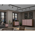 Manhattan Comfort - Ensemble de commodes de chambre à coucher Rockefeller style milieu du siècle - nature et rose pâle - ensemble de 3-Choisissez le design de votre poignée lorsque le produit est chez vous Option pour une poignée découpée ou un look affleurant