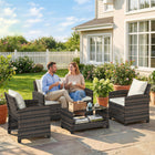 Outsunny - Ensemble de conversation de patio de 4 pièces avec coussins, beige-Coussins d’assise et de dossier rembourrés pour un confort optimal lors de la détente