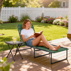 Outsunny - Chaise longue pliante - chaise longue avec appui-tête - vert-Portable, pliable et léger pour un transport et un rangement faciles