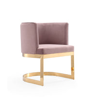 Manhattan Comfort - Chaise de salle à manger moderne Aura 62 cm en velours rose et laiton poli-Chaise de salle à manger moderne parfaite pour la salle à manger et comme accent dans le salon