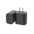 Evry - Chargeur mural 30 W USB-A et USB-C - Noir-2,4 po L x 1,2 po l x 1,7 po H
