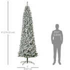 HOMCOM - Sapin de Noël enneigé pré-illuminé 9' avec lumières - vert-988 branches en plastique réalistes donnent un aspect plein et luxuriant à l'arbre 
