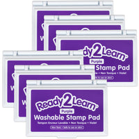 Ready 2 Learn - Tampon encreur lavable - Violet - Paquet de 6-Un temps artistique sans désordre : l'encre de ce tampon encreur nettoie la peau avec de l'eau et du savon, ce qui rend le nettoyage rapide et facile.