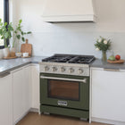 Kucht - 30 po Série KFX-X Cuisinière Pro Style au gaz propane - Acier inoxydable/Vert olive-Grilles en fonte robustes pour déplacer les ustensiles sans les soulever