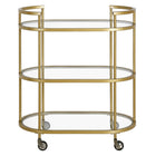Hudson&Canal - Chariot de bar ovale Leif 30" de largeur - Laiton-Quatre roues vous permettent d'emmener la fête n'importe où