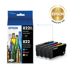 Epson - Cartouches d'encre T822 - Noir grande capacité/Couleur standard CMJ-Manipulation sans souci - impressions résistantes au maculage, à la décolouration et à l’eau