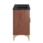 Modway - Daylight Double évier 48" Vanette de salle de bain - Noyer noir-Matchs non inclus
