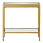 Hudson&Canal - Table d'appoint rectangulaire Alexis (61 cm) - Laiton-Le plateau et l'étagère sont en verre trempé durable