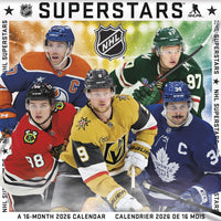 DateWorks - 2026 Calendrier Mural 16 Mois - 12 po x 12 po - Superstars de la LNH - Bilingue -12,00" x 12,00"
