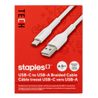 Staples - TECH Câble de chargement USB-C vers USB-A - 6,5 pi - blanc-Câble de chargement USB-C vers USB-A de 6,5 pi (2 m) qui transfère les données à des vitesses allant jusqu’à 480 Mb/s