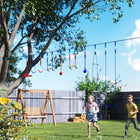 Qaba - Parcours d'obstacles pour enfants Ninja Warrior - 32,8' - Bleu-Installation facile avec un tendeur de protection des arbres pour plus de sécurité 