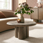 Modway - Tori Rond de 31 pouces Terrasse extérieure Béton Table à manger - Noyer vieilli-Base à piédestal à trois piliers
