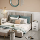 HOMCOM - Table de nuit moderne avec 3 tiroirs à finition brillante - blanc - lot de 2-Utilisez-le comme tables de chevet ou comme organisateurs dans le salon 
