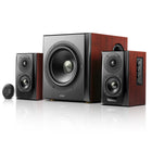 Edifier - S350DB Enceintes d'étagère Bluetooth avec caisson de basses de 8 po - Brun-Enrichissez votre audio avec des aigus nets et clairs fournis grâce à nos tweeters à dôme en titane de haute qualité