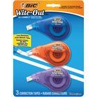 BIC - Ruban correcteur Wite-Out EZ Correct, paquet de 3-Corrections instantanées