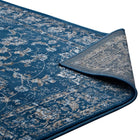 Modway - Lilja Médaillon vintage vieilli Tapis de 5 pi l x 8 pi L - Bleu marocain beige et ivoire-Haute densité / Tissé à la machine